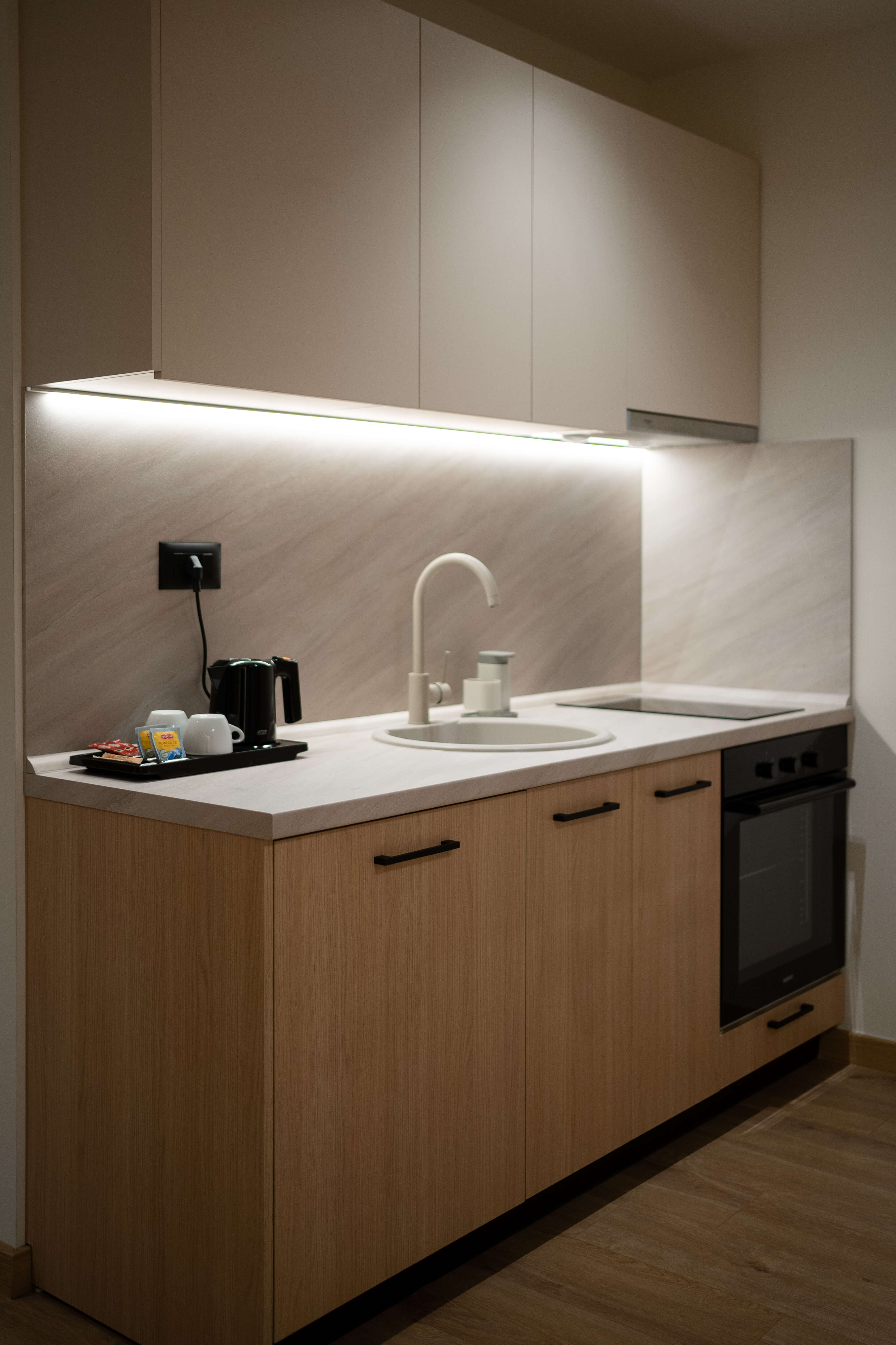 Warm living room, layered neutrals